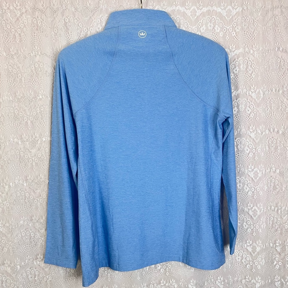Peter Millar KALOS Golf Women's Perth Melange Raglan-Sleeve 1/4 Zip Blue Size L - Picture 4 of 13
